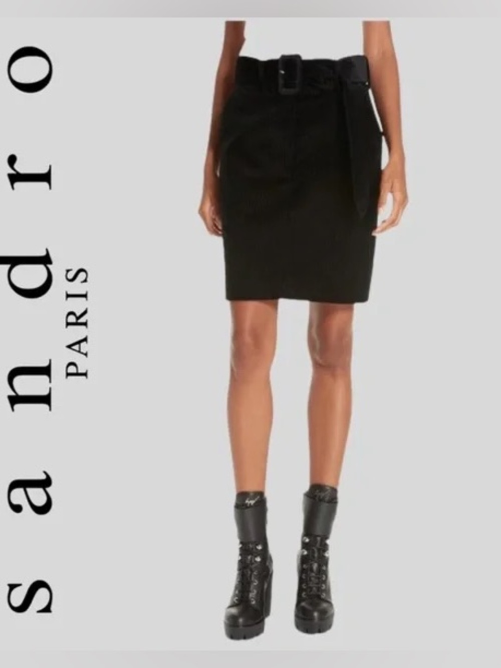 Sandro Paris Belted Corduroy Mini skirt